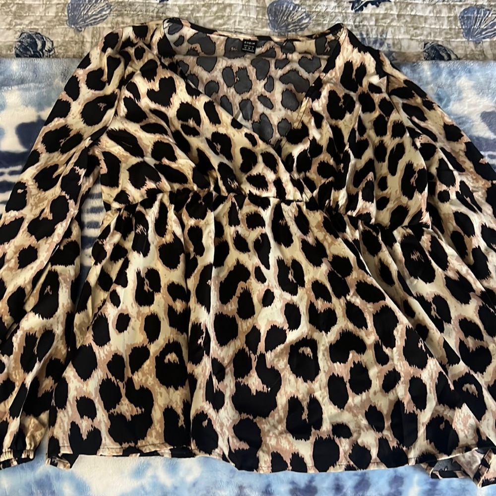 Shein Cheetah long sleeve blouse